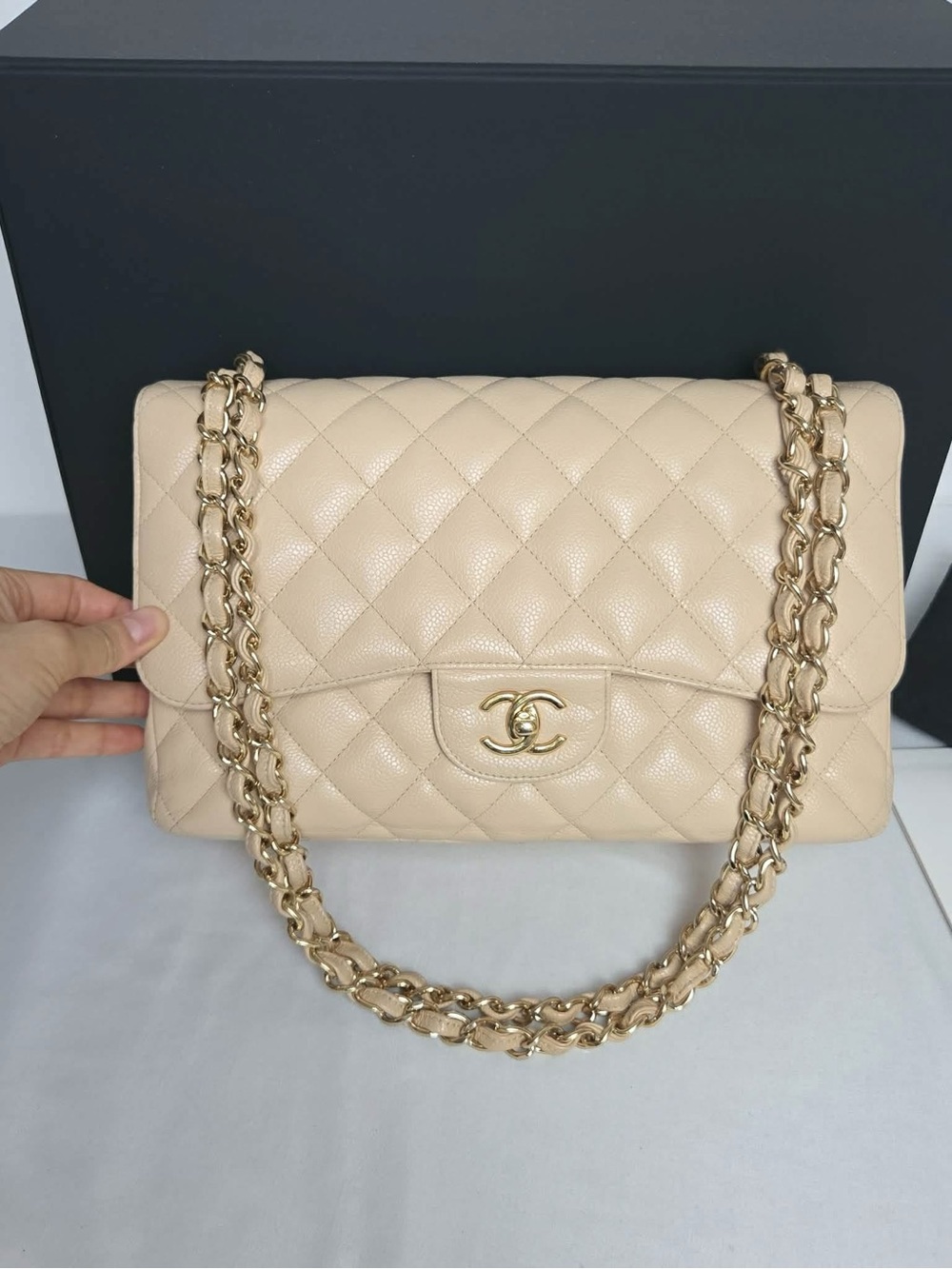 Chanel Classic Jumbo Flap- Beige Caviar